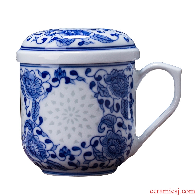 Jingdezhen blue and white and exquisite painting creative hand-painted ceramic cup men's and women's cup tea service office cup gift porcelain