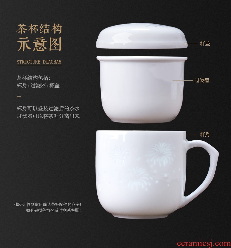 Jingdezhen ceramic cups with cover filter creative office cup tea cups and exquisite porcelain gift porcelain