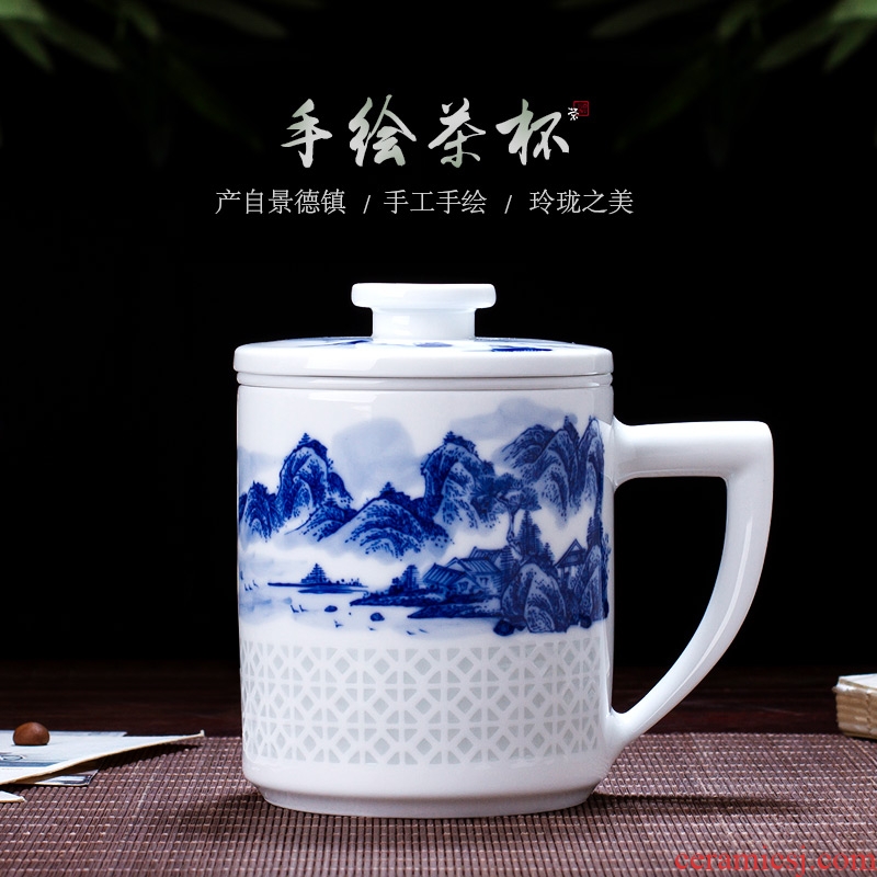 Jingdezhen ceramic cup hand-painted porcelain and exquisite glaze color tea cup work under the boss business gift cup China cups