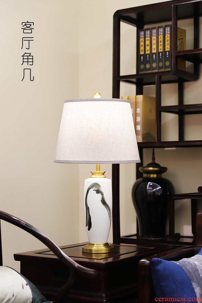 Large new Chinese style lamp ceramic decoration art study zen Chinese wind landscape contracted sitting room porch town house