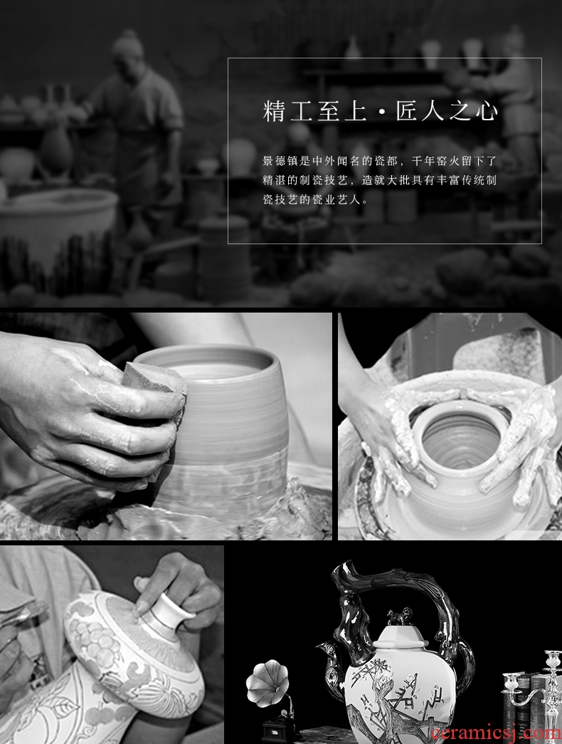 Large teapot manual furnishing articles of jingdezhen ceramics creative archaize sitting room ark landing crafts ornament