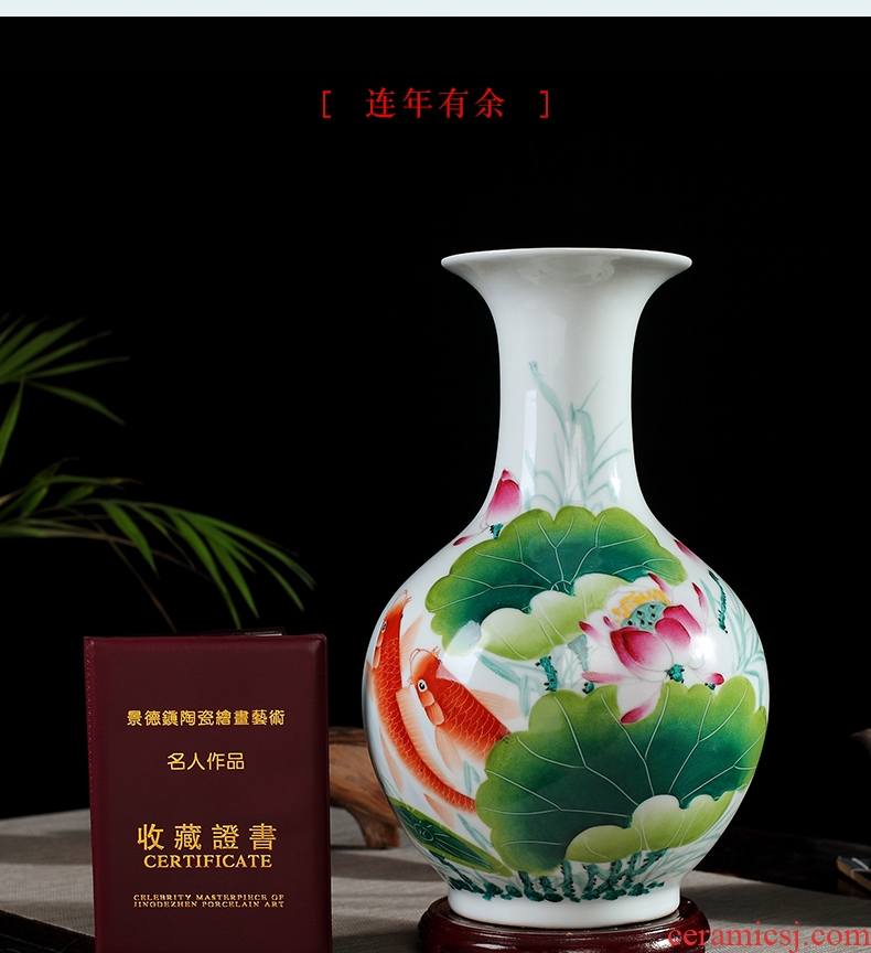 Jingdezhen ceramics by hand vase furnishing articles hand-painted dried flower arranging flowers contemporary and contracted sitting room decoration