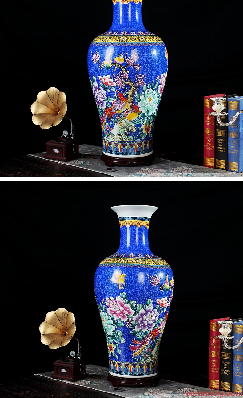 Large powder enamel vase furnishing articles of jingdezhen ceramics flower arranging Chinese style decoration office sitting room adornment handicraft