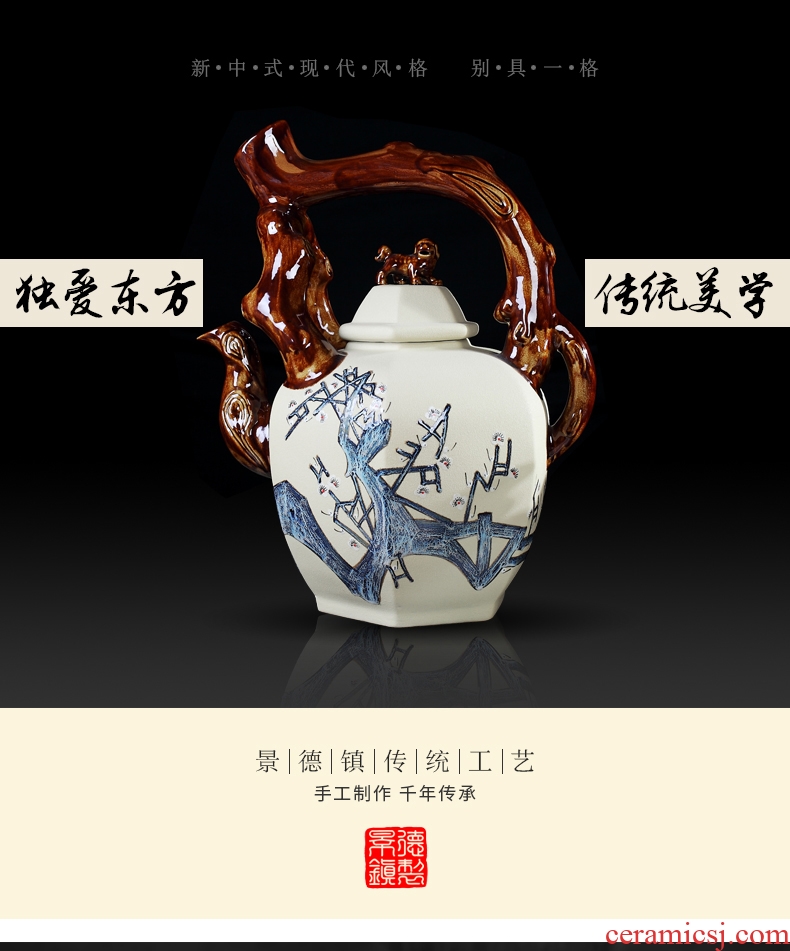 Large teapot manual furnishing articles of jingdezhen ceramics creative archaize sitting room ark landing crafts ornament