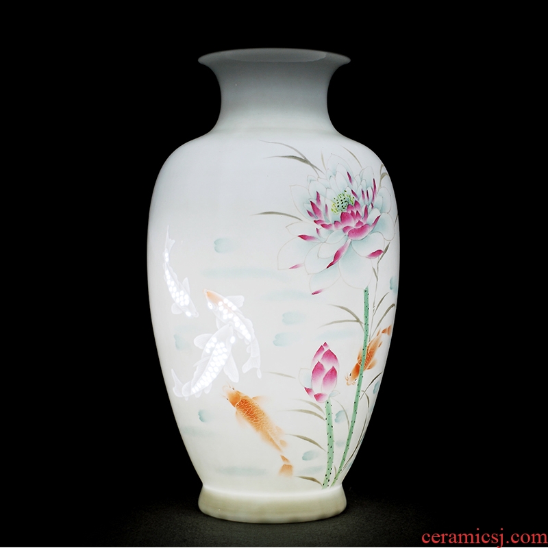 Hand-painted ceramic vase furnishing articles jingdezhen handmade knife clay flower arrangement sitting room Chinese style household decorations arts and crafts