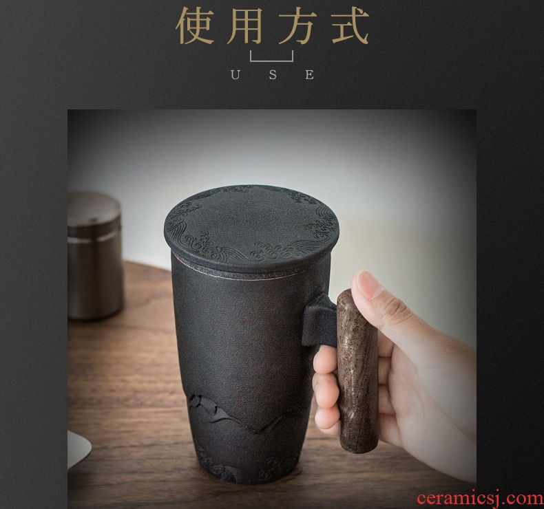 And hall filter ceramic tea cup with lid mug large capacity office tea tea cups