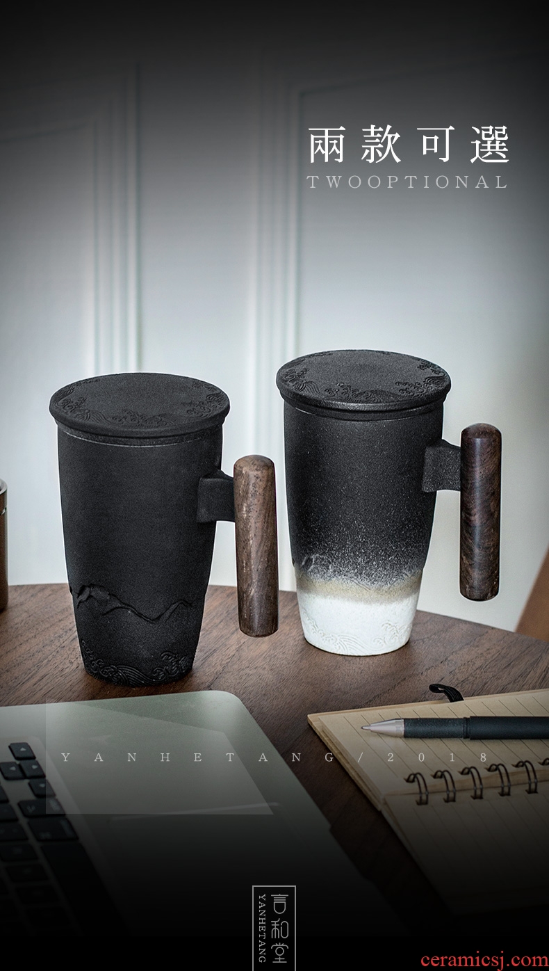 And hall filter ceramic tea cup with lid mug large capacity office tea tea cups
