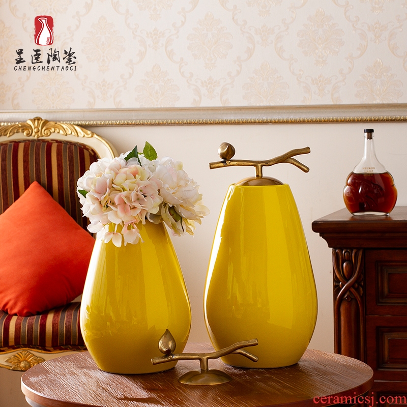 Jingdezhen ceramic vases, the sitting room the bedroom small yellow mouth porcelain table porch decoration furnishing articles example room
