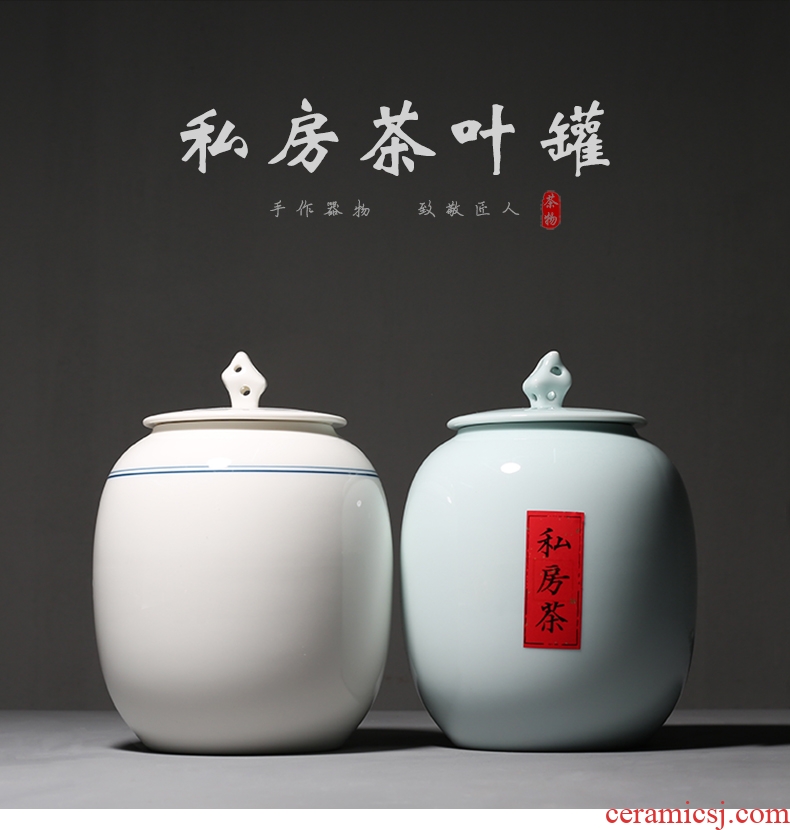 YanXiang lane shadow celadon large POTS ceramic seal storage POTS hand-painted a kilo