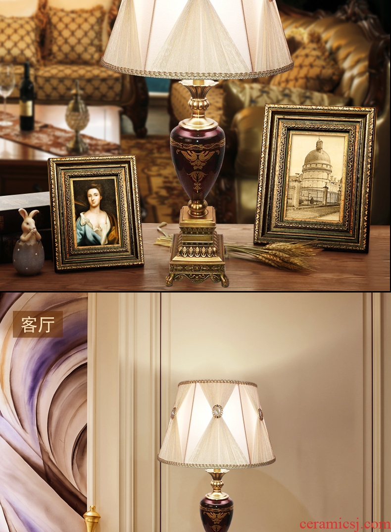 European pure copper lamp bedside lamp sitting room bedroom decorate restoring ancient ways is the study of French American villa ceramic lamp