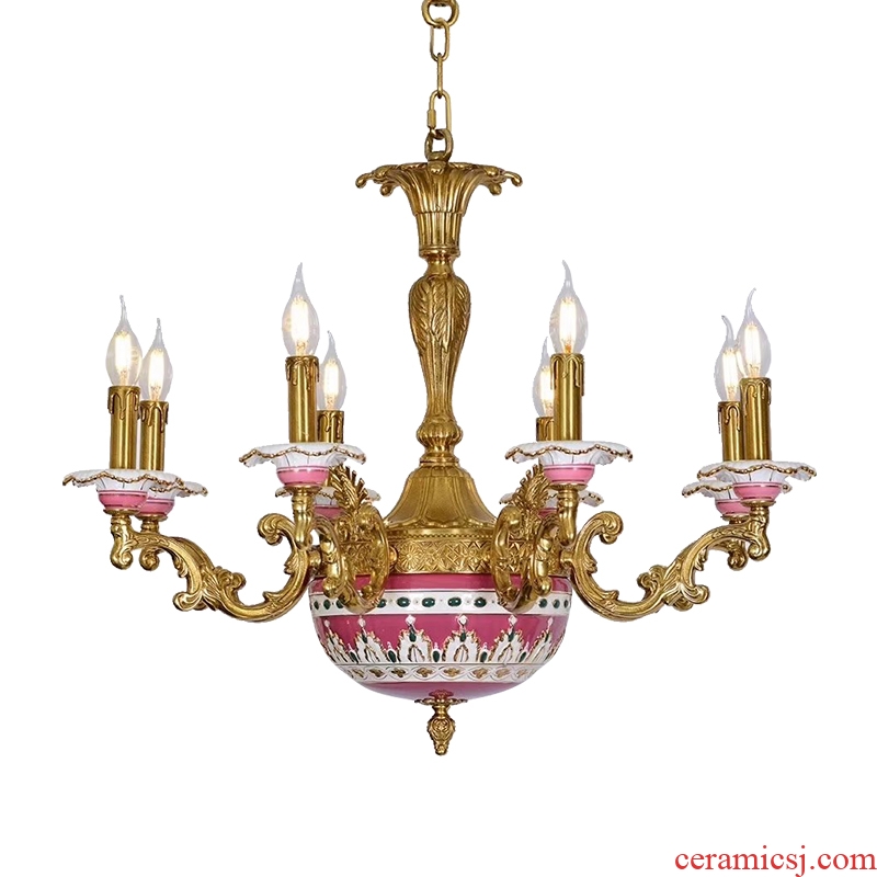 French pastoral romance all copper ceramic chandeliers european-style luxury sitting room dining-room palace villa creative retro lamps and lanterns