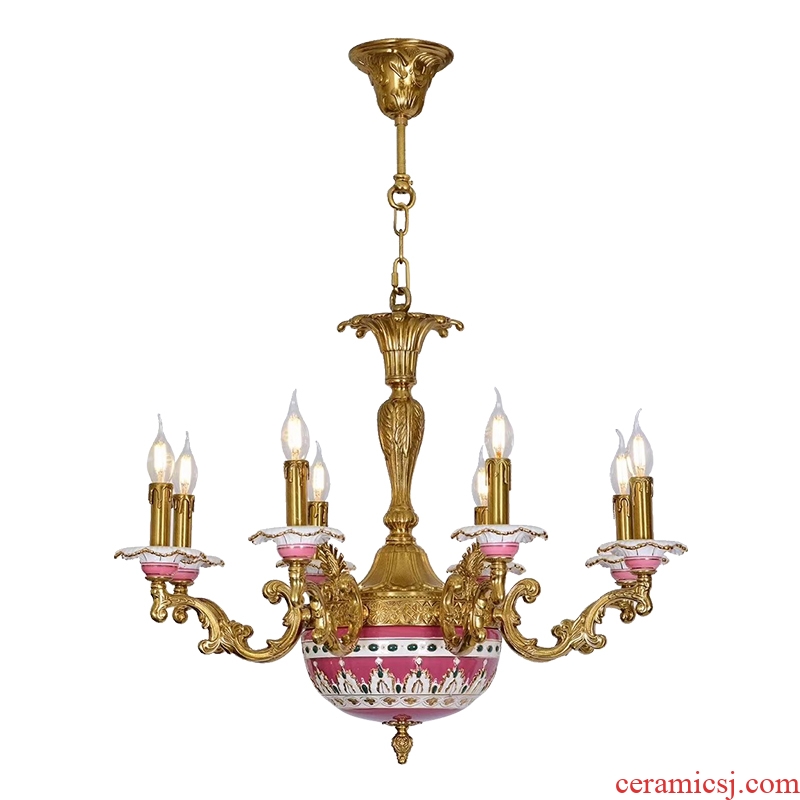 French pastoral romance all copper ceramic chandeliers european-style luxury sitting room dining-room palace villa creative retro lamps and lanterns