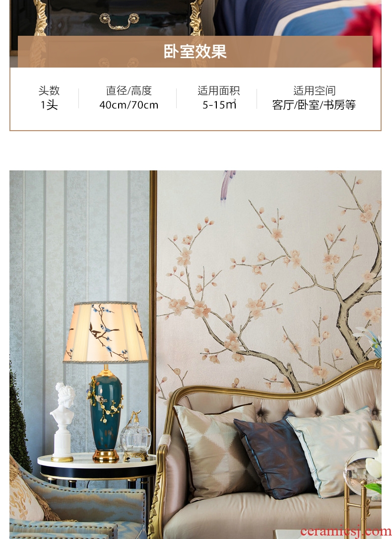 New Chinese style colored enamel lamp Europe and the United States to restore ancient ways the study idea of bedroom the head of a bed villa decoration full copper ceramic lamps and lanterns
