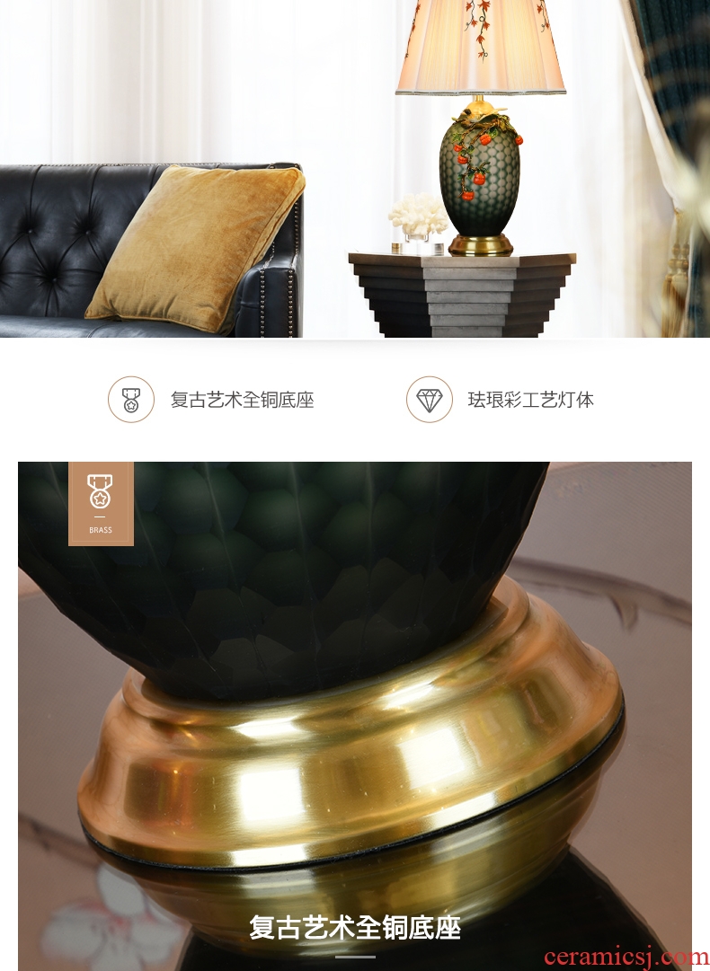 New Chinese style full copper colored enamel lamp sitting room is the study of bedroom the head of a bed to restore ancient ways creative decoration villa ceramic lamps and lanterns