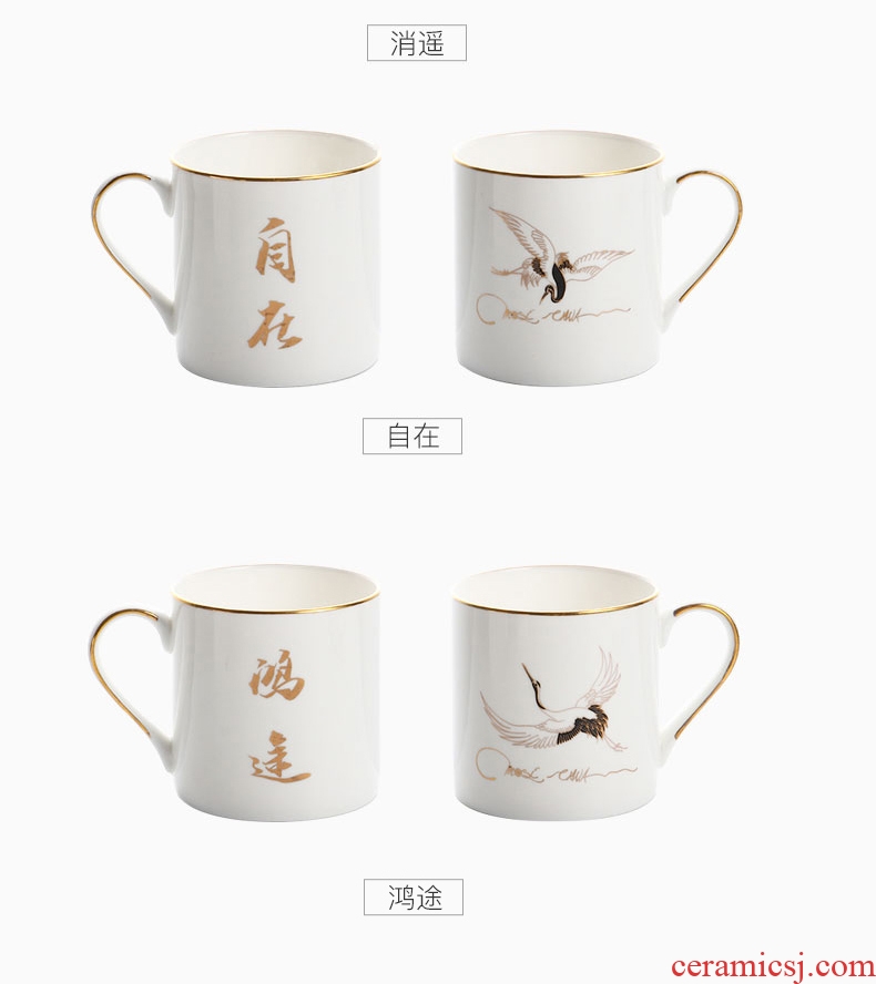 Inky phnom penh mugs household high-capacity ceramic bone China drink a cup of creative contracted XuanHe coffee cup