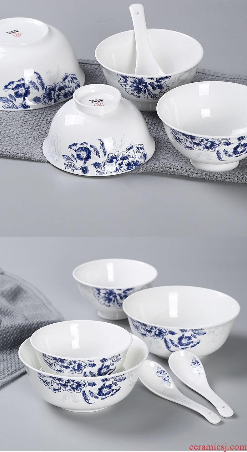 Inky blue and white porcelain tableware suit Chinese dishes combination of jingdezhen ceramic dishes suit, jade 3.0