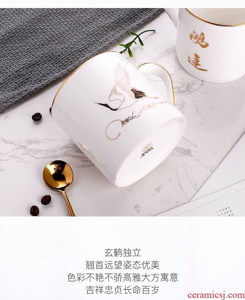 Inky phnom penh mugs household high-capacity ceramic bone China drink a cup of creative contracted XuanHe coffee cup