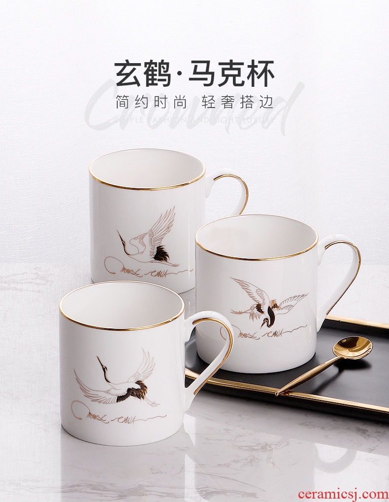 Inky phnom penh mugs household high-capacity ceramic bone China drink a cup of creative contracted XuanHe coffee cup