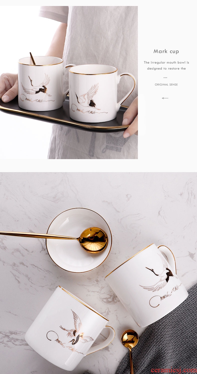 Inky phnom penh mugs household high-capacity ceramic bone China drink a cup of creative contracted XuanHe coffee cup