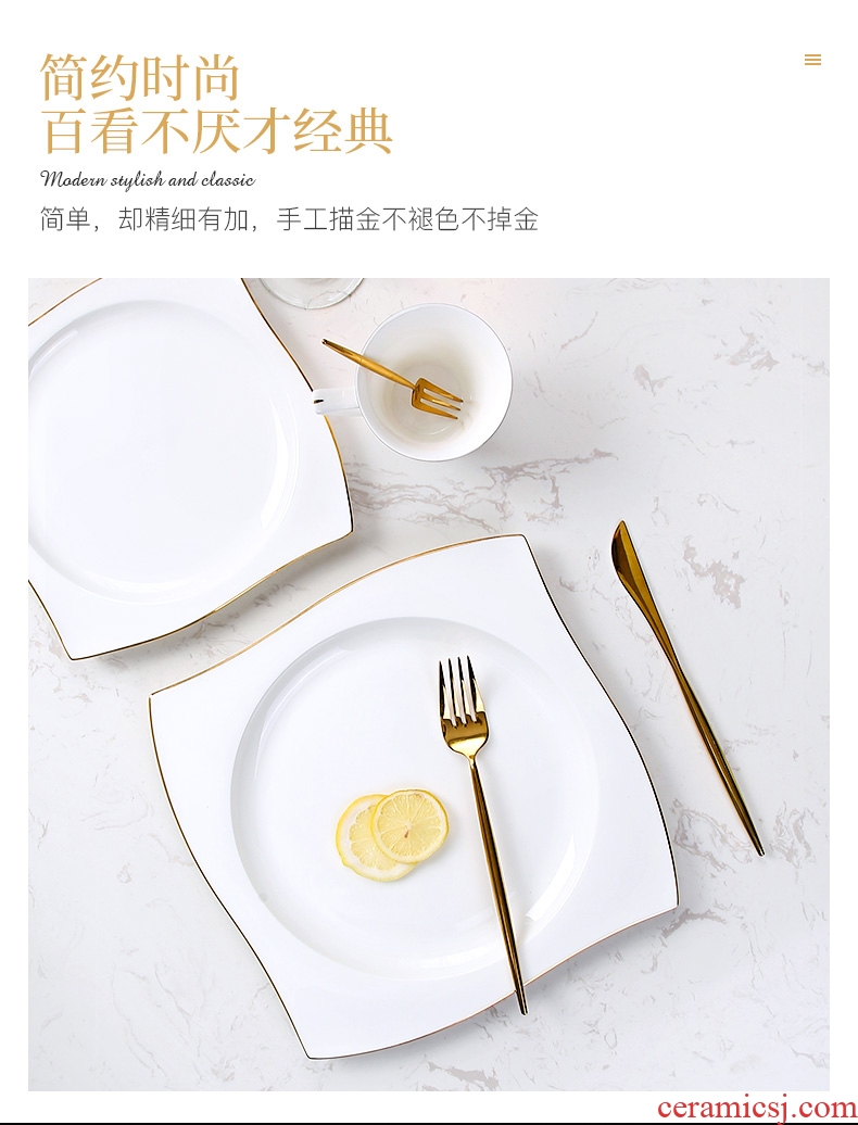 European style phnom penh dish suits breakfast tray creative household ceramic plates beefsteak plate full set of tableware. Dear