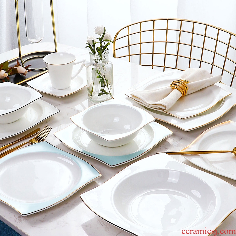 European style phnom penh dish suits breakfast tray creative household ceramic plates beefsteak plate full set of tableware. Dear