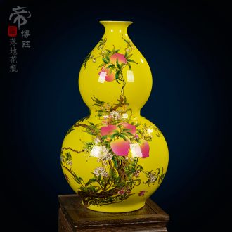 Jingdezhen ceramic vase enamel vase peach yellow glaze floor vase home sitting room hotel furnishing articles