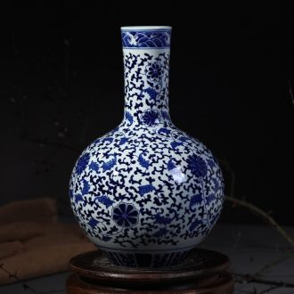 Jingdezhen ceramic flower vases, yongzheng antique blue and white porcelain lotus flower tree household handicraft furnishing articles
