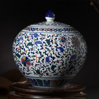 Jingdezhen blue and white porcelain ceramic vase storage tank cover pot pot furnishing articles household act the role ofing is tasted sitting room adornment vessels