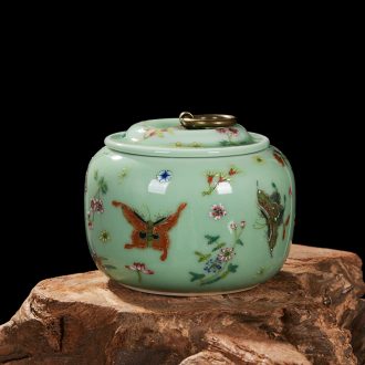Jingdezhen ceramics pea green archaize caddy storage tank snack jars household adornment handicraft furnishing articles