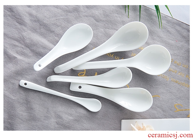 Jingdezhen fine Korean pure white bone porcelain scoop son home small spoon spoon creative ceramic dinner spoon spoon