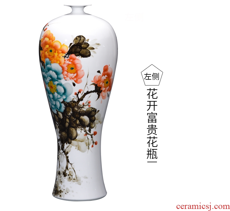 Jingdezhen ceramics vase furnishing articles hand-painted blooming flowers mei bottles of new Chinese style living room porch decoration