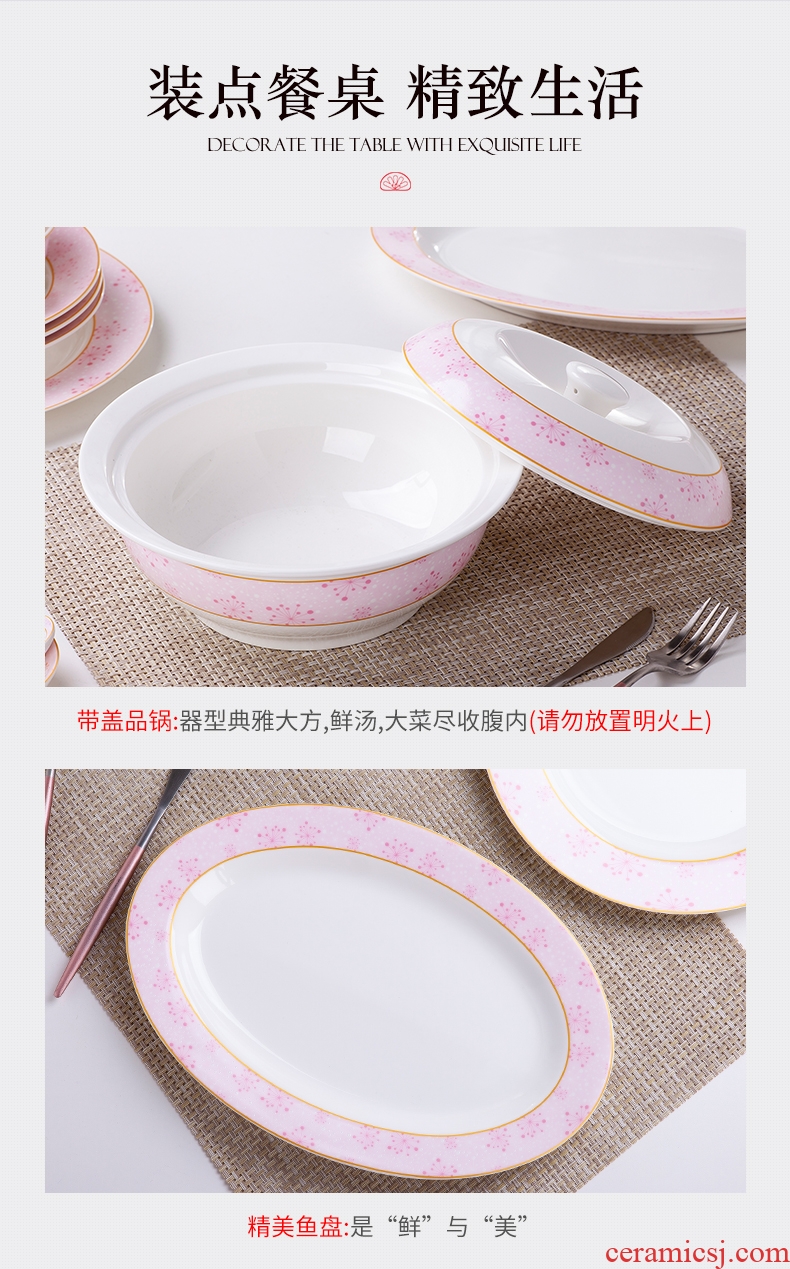 Red ceramic dishes bone porcelain tableware suit Chinese style household ceramics jingdezhen european-style combination plate dishes