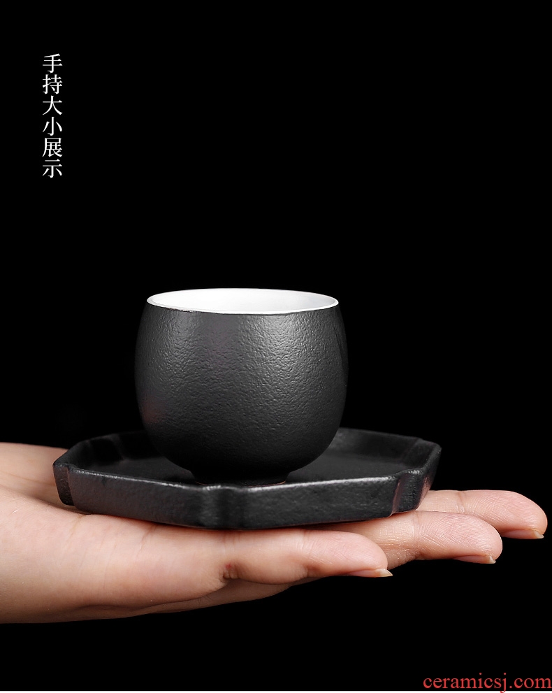 Tea seed Japanese kung fu tea cups of black ceramic single small handless small tea cup bowl, single cup tea cup