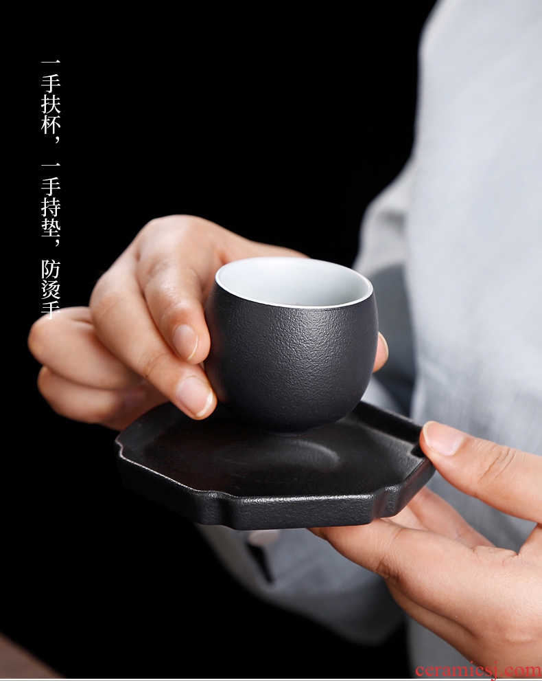 Tea seed Japanese kung fu tea cups of black ceramic single small handless small tea cup bowl, single cup tea cup