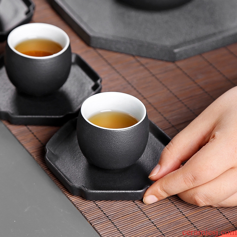 Tea seed Japanese kung fu tea cups of black ceramic single small handless small tea cup bowl, single cup tea cup