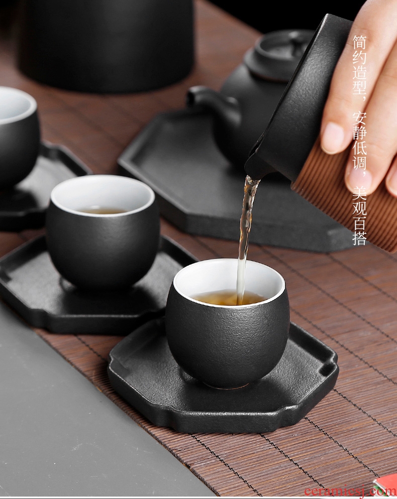 Tea seed Japanese kung fu tea cups of black ceramic single small handless small tea cup bowl, single cup tea cup