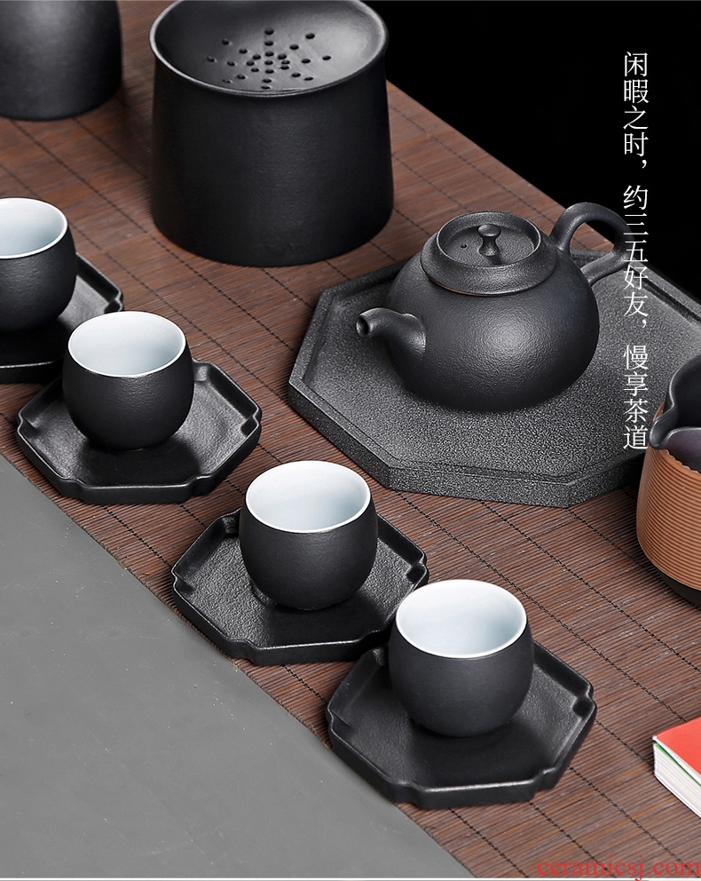 Tea seed Japanese kung fu tea cups of black ceramic single small handless small tea cup bowl, single cup tea cup