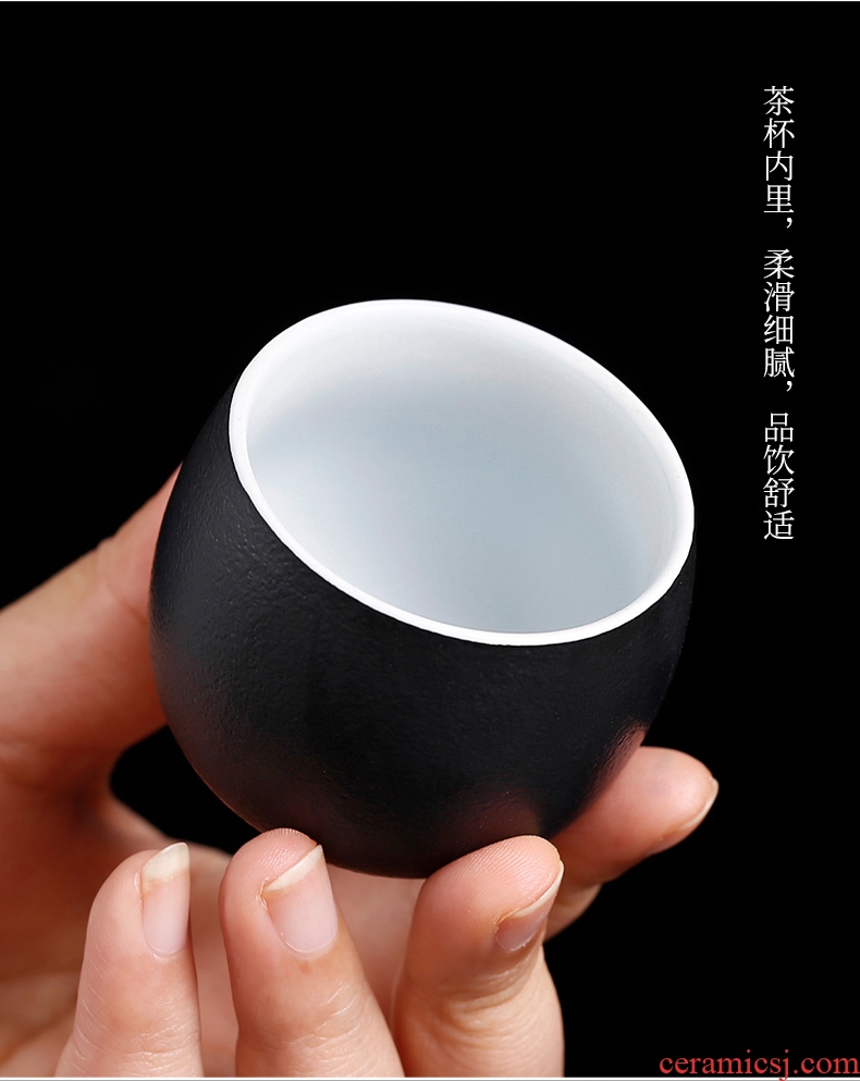 Tea seed Japanese kung fu tea cups of black ceramic single small handless small tea cup bowl, single cup tea cup