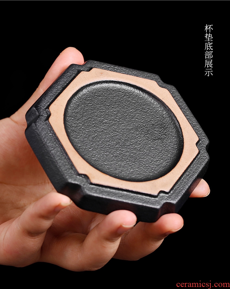 Tea seed Japanese kung fu tea cups of black ceramic single small handless small tea cup bowl, single cup tea cup