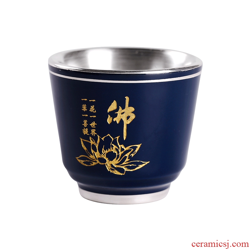 Tea seed kung fu tea zen tasted silver gilding masters cup ceramic cups small single sample tea cup set silver tea light