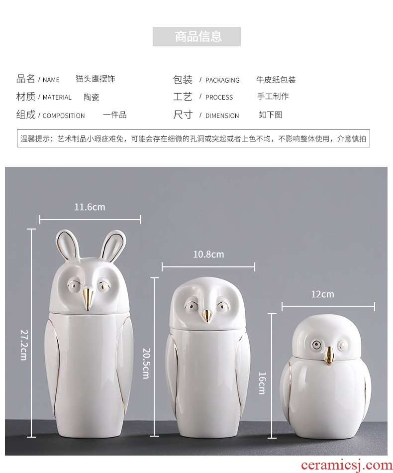 BEST WEST owl storage tank ceramic receive soft candy jar sitting room adornment creative furnishing articles