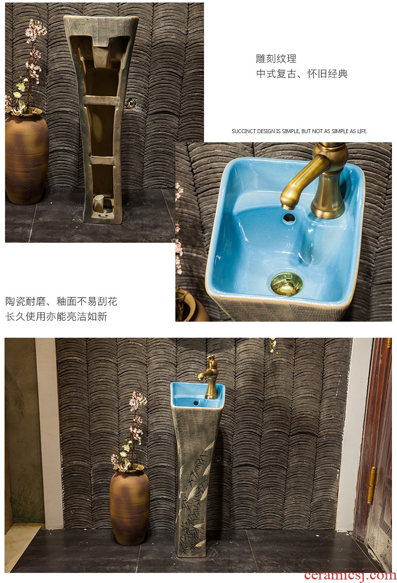 Small family model vertical column pillar lavabo basin integrated ceramic lavatory toilet floor type basin