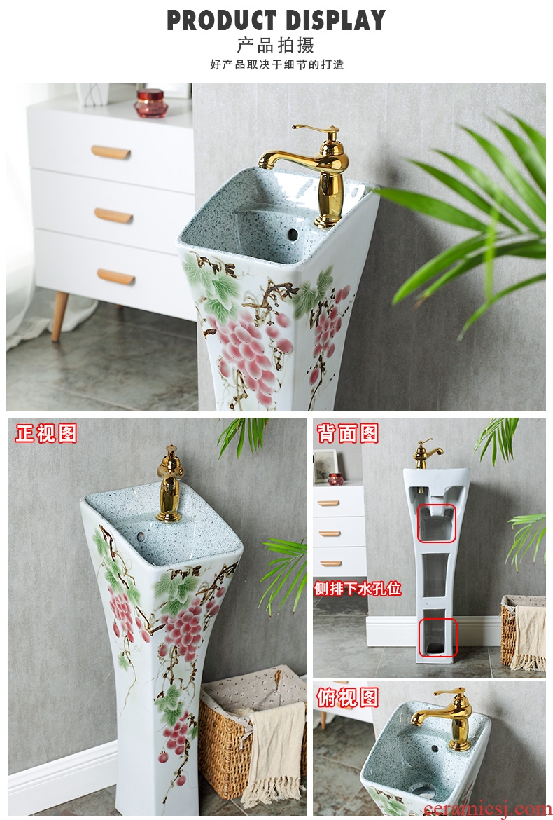 Small family model vertical column pillar lavabo basin integrated ceramic lavatory toilet floor type basin