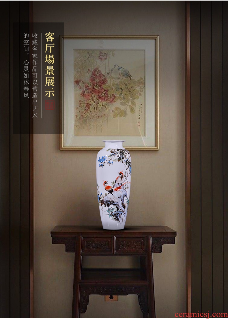 Jingdezhen ceramic painting birds and flowers in the vase furnishing articles new Chinese style office sitting room porch decoration craft gift