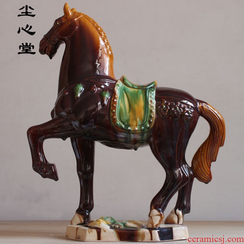 Dust heart luoyang tang Malaysia jingdezhen ceramic horse furnishing articles feng shui town house prosperous wealth household