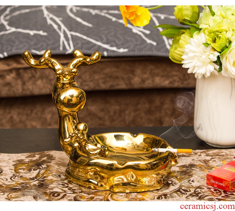 European deer ashtray creative personality trend home sitting room ceramic process large American household light luxury decoration