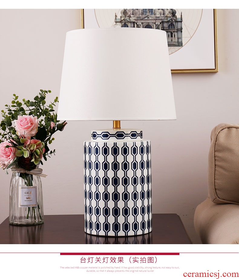 American ceramic full copper lamps fashion rural restoring ancient ways is the sitting room the bedroom of the head of a bed bedroom warmth to study decoration lamp
