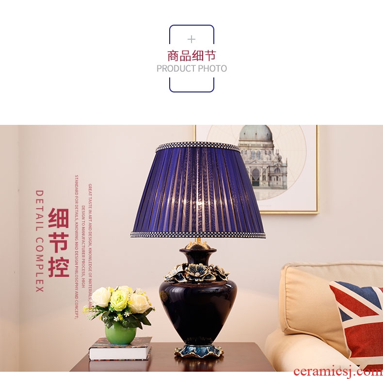 American desk lamp fashionable sitting room warm and romantic decoration study of bedroom the head of a bed jingdezhen porcelain enamel lamp