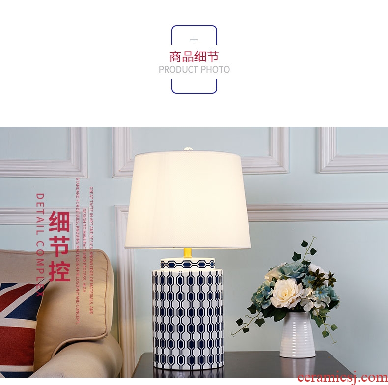 American ceramic full copper lamps fashion rural restoring ancient ways is the sitting room the bedroom of the head of a bed bedroom warmth to study decoration lamp