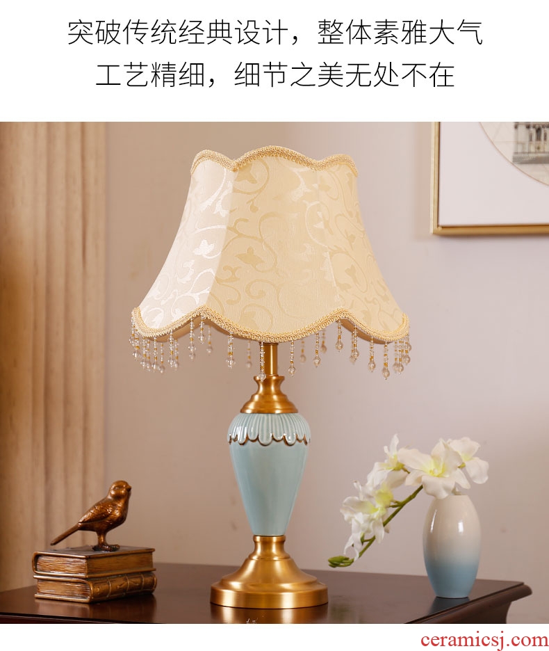 European contracted ceramic full copper luxurious sitting room bedroom berth lamp decoration lamp show originality romantic warmth